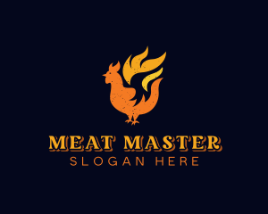 Chicken Barbecue Flame logo design