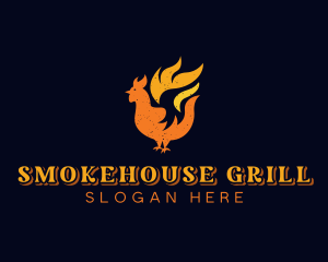 Barbecue - Chicken Barbecue Flame logo design