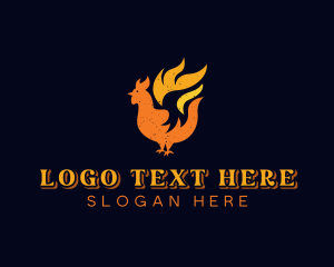 Meat - Chicken Barbecue Flame logo design
