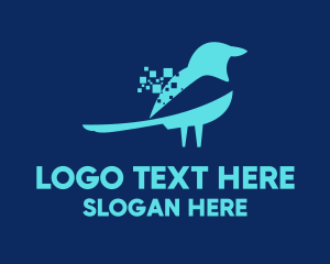 Pixels - Blue Pixel Bird logo design