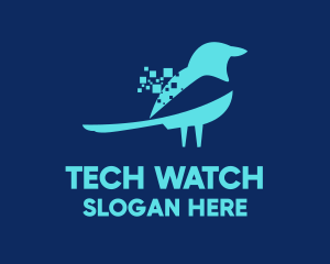 Blue Pixel Bird Logo