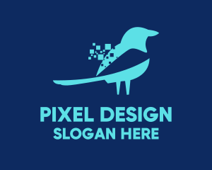 Blue Pixel Bird logo design