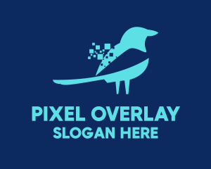 Blue Pixel Bird logo design