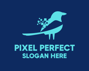 Blue Pixel Bird logo design