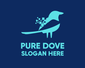 Blue Pixel Bird logo design