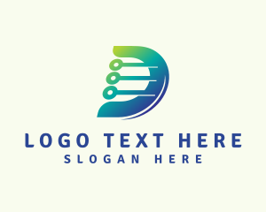 Technician - Cyber Tech Letter D logo design