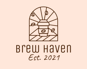 Brown Coffee Line Art logo design