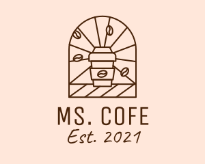 Brown Coffee Line Art logo design