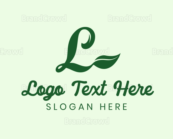 Herbal Green Leaf Letter L Logo