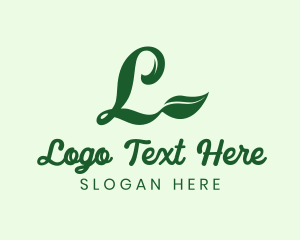 Vegan - Herbal Green Leaf Letter L logo design