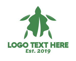 Green Turtle - Green Leaf Tortoise logo design