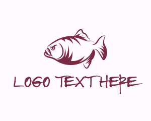 Sea Creature - Wild Piranha Fish logo design