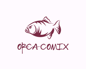 Predator - Wild Piranha Fish logo design