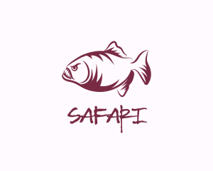 Marine - Wild Piranha Fish logo design
