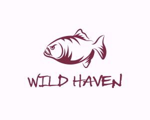 Wild Piranha Fish logo design