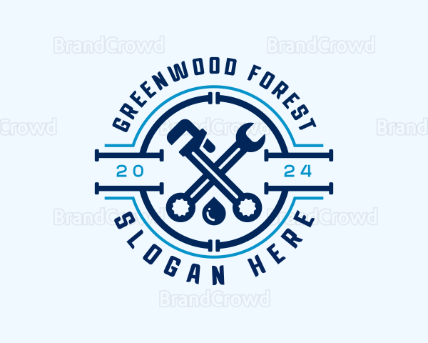 Pipe Wrench Plumbing Logo