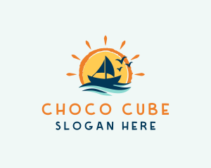 Ocean - Ocean Sunrise Boat logo design