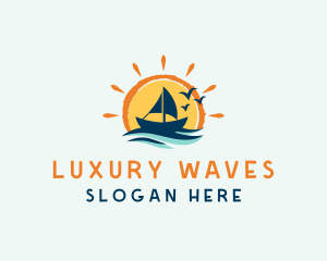 Ocean Sunrise Boat logo design