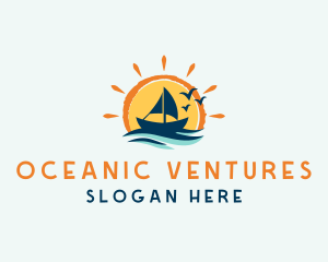 Ocean Sunrise Boat logo design