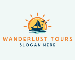 Ocean Sunrise Boat logo design