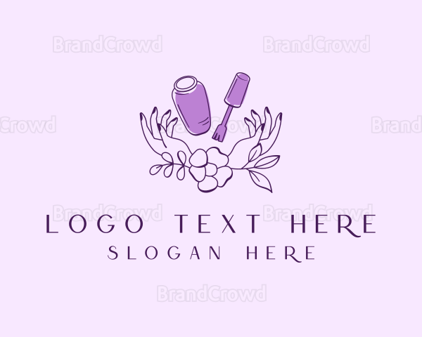 Floral Manicure Nail Salon Logo