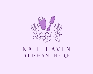 Manicure - Floral Manicure Nail Salon logo design