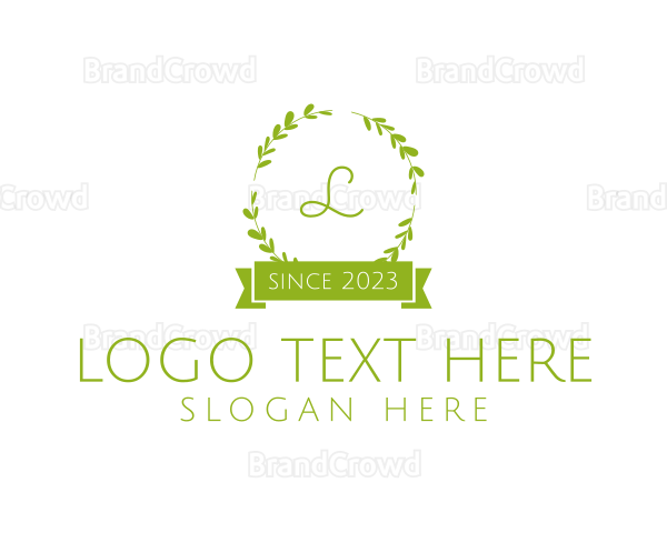 Wreath Banner Natural Plant Logo