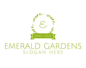 Wreath Banner Natural Plant  logo design