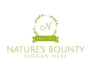 Wreath Banner Natural Plant  logo design