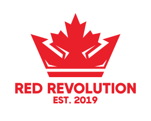 Red Maple Leaf Canada Crown logo design