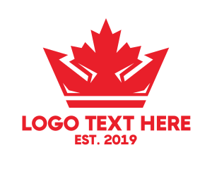 King - Red Maple Leaf Canada Crown logo design