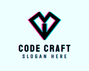 Encoding - Digital Anaglyph Heart logo design