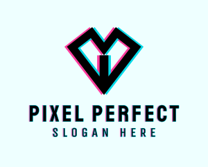 Digital Anaglyph Heart logo design