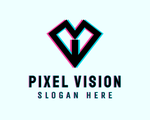 Digital Anaglyph Heart logo design