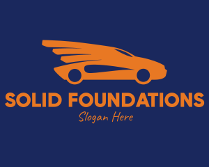 Car Racing - Orange Car Wings logo design