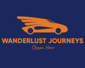 Sports Car Rental - Orange Car Wings logo design