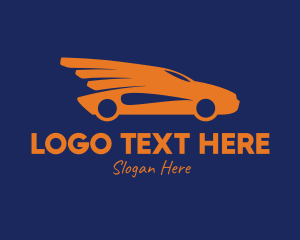Car Racing - Orange Car Wings logo design