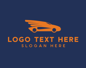 Automobile - Orange Car Wings logo design