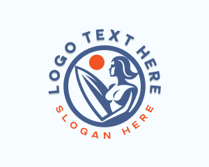 Surfboard - Woman Surfer Surfboard logo design