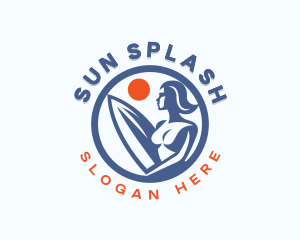 Beachwear - Woman Surfer Surfboard logo design