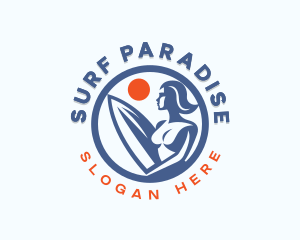 Woman Surfer Surfboard logo design