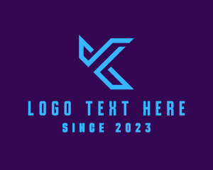 Network - Blue Gamer Letter K logo design