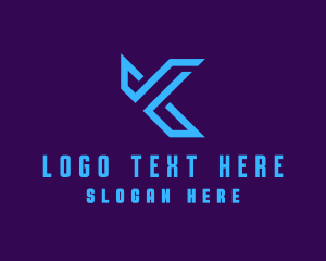 Blue Gamer Letter K Logo