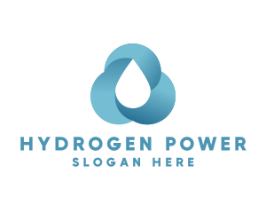 Hydrogen - Water Rain Cloud Droplet logo design
