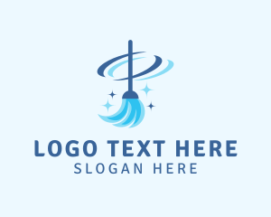Clean - Blue Broom Cleaning logo design
