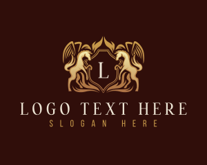 Victorian - Luxury Pegasus Shield logo design