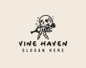 Skull Beer Bottle logo design