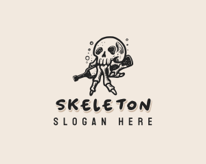 Skull Beer Bottle logo design