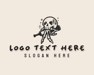 Liqour - Skull Beer Bottle logo design