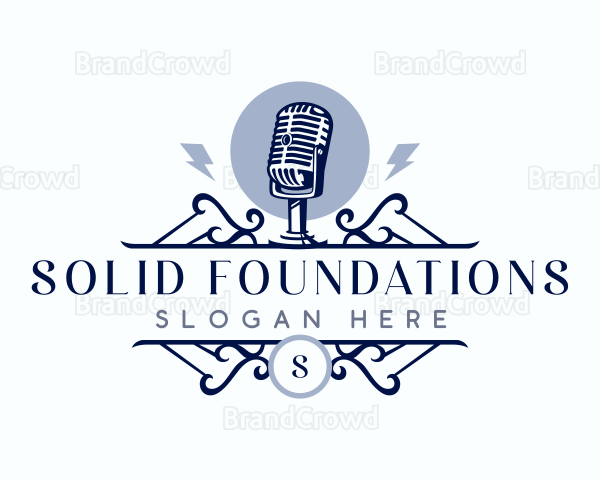 Podcast Radio Microphone Logo